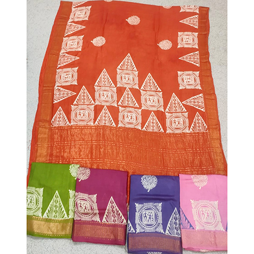 Designer Modal Silk Block Print Saree