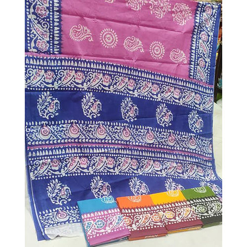 Multicolor Stylish Pure Malai Cotton Saree