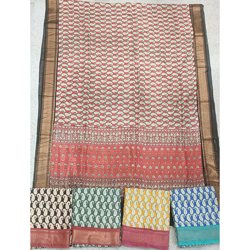 Designer Print Modal Silk Saree With Small Border