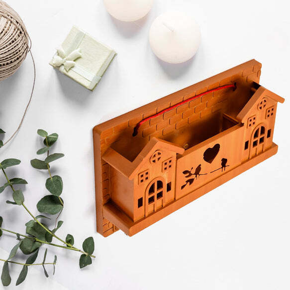 6 HOOKS HOUSE DESIGN WOODEN KEYS STAND FOR ENTRYWAY