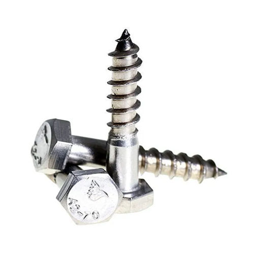 Silver Stainless Steel Hex Head Coach Screw