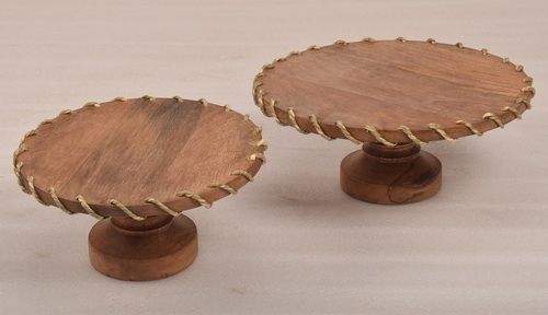Set of 2 Wooden Cake Stand