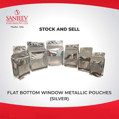 Silver Flat Bottom Window Metallic Pouch
