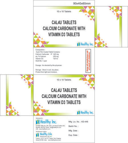 Calcium carbonate 625mg (Elemental Calcium 250mg )+ Vitamin D3 125 IU