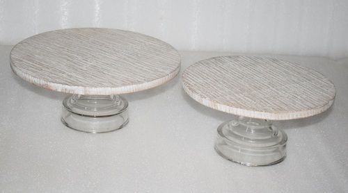 Set of 2 Wooden Cake Plate