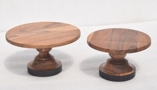 Set of 2 Mango Wood Cake Stand