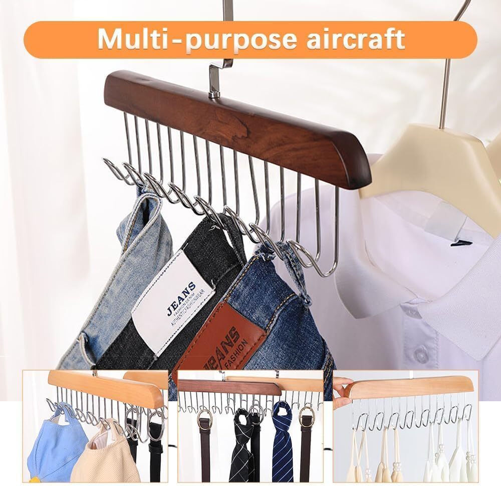 MULTI PURPOSE 8 HOOK WOODEN HANGERS