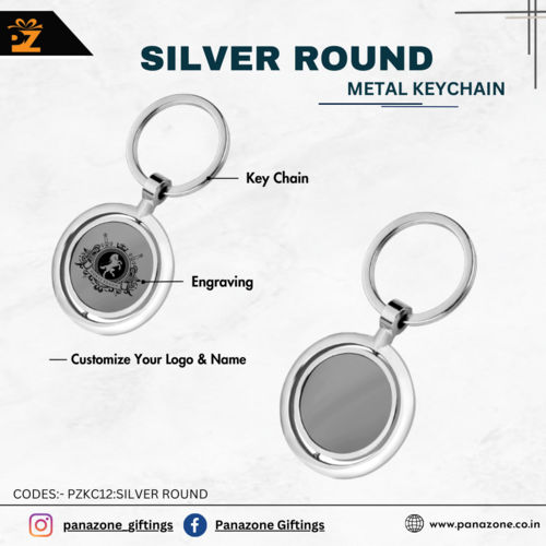 Silver Round Metal Keychain