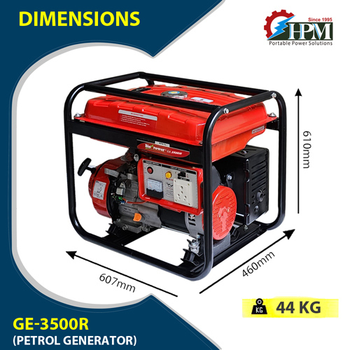 Portable Petrol Generator 3.2 KVA Model GE 3500R Recoil Start