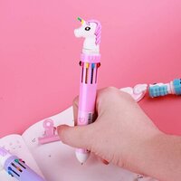 Unicorn Multicolour Pen (10 Rifil) - Color: Pink Body With Multiple Refill Colors