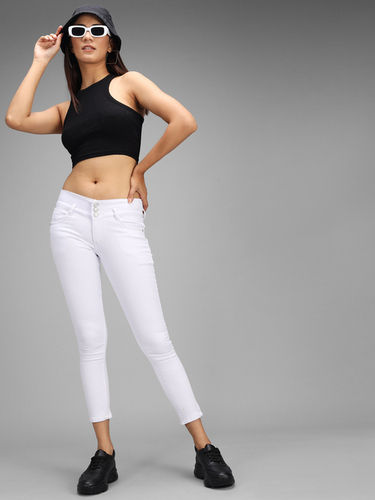 M MODDY 394White Stretchable Denim Slim Women Jeans_