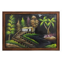 Brown Vgc 28X20 Inch Hand Painted Velvet Painting