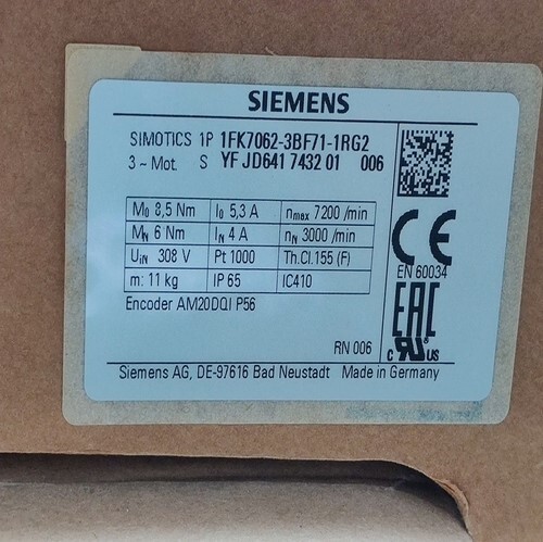 SIEMENS 1AF7062-3BF71-1RG2 SERVO MOTOR  ( NEW OPAN BOX )