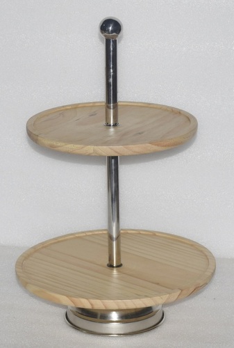 Cake Stand With 2 Wooden Tier - Color: Different Colors Available