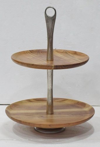 Aluminium Cake Stand With 2 Wooden Tier