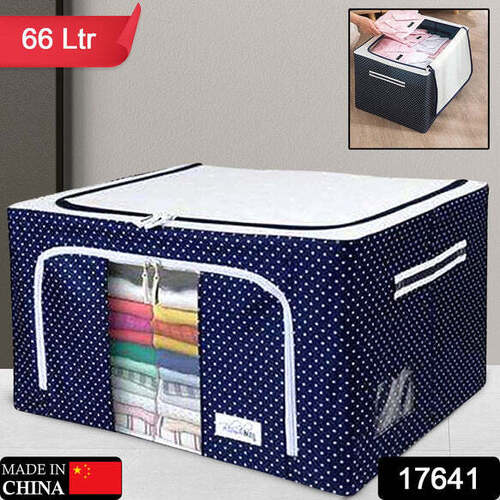 Foldable Steel Frame Clothes Living Storage Organizer Handled Bag Box