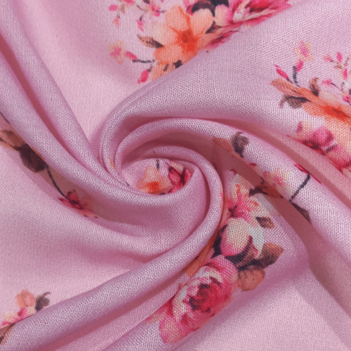 madahv fashion Floral Pink Color Digital print on Poly Linen fabric