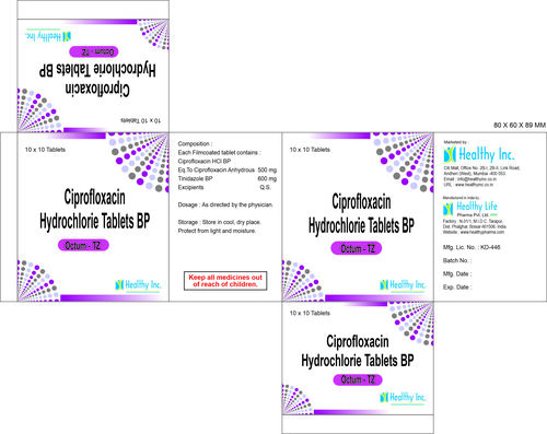 Ciprofloxacin 500mg + Tinidazole 600mg tablet