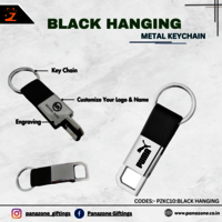Silver Black Hanging Metal Keychain