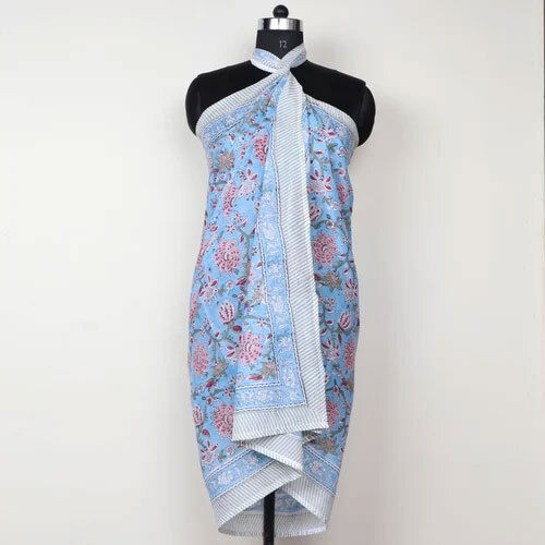 Hand Block Printed Beachwear Sarong Cotton Printed Scarf