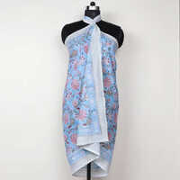 Hand Block Printed Beachwear Sarong Cotton Printed Scarf - Size: Free Size
