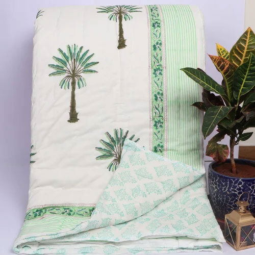 JAIPURI HAND STITCHED HAND BLOCK PRINTED COTTON QUILT