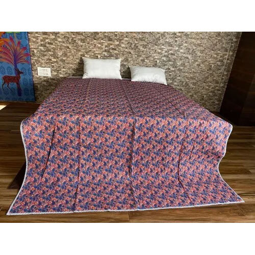 Hand Block Printed Kantha Quilt Bedspread