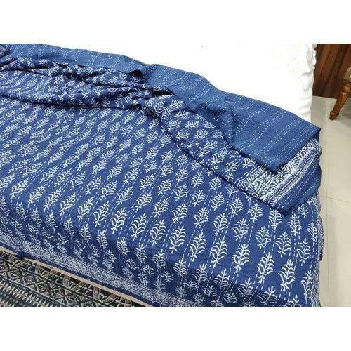 Meera Handicrafts Handmade Kantha Vintage Bedcover Cotton Blanket Trow Bedspread