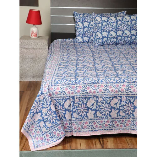 Jaipur Blue Pottery Hand Block Printed Cotton Bedsheets