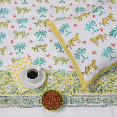 Multicolor Animal Hand Block Printed Bedsheet