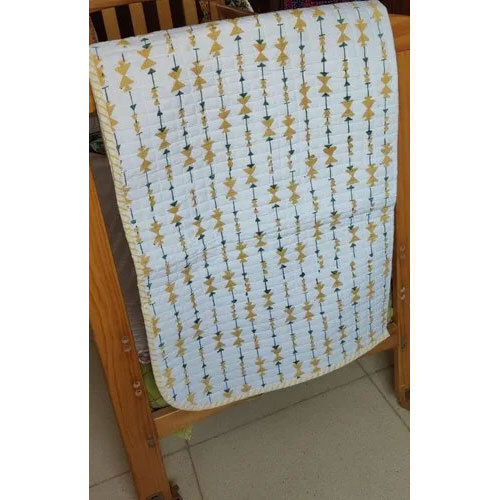 Yellow Chips Lining Hand Block Printed Baby Quilt