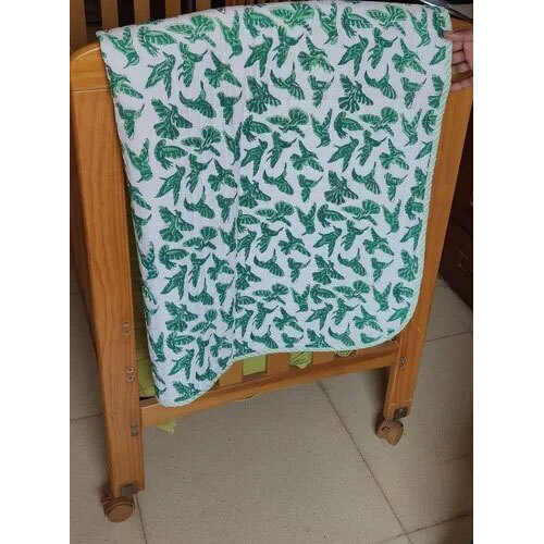 Green Parrot Printed Cotton Baby Quilt