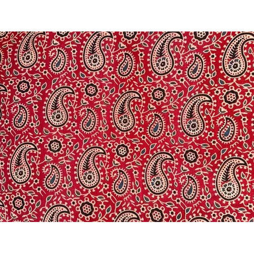 red paisley print ajrakh fabric
