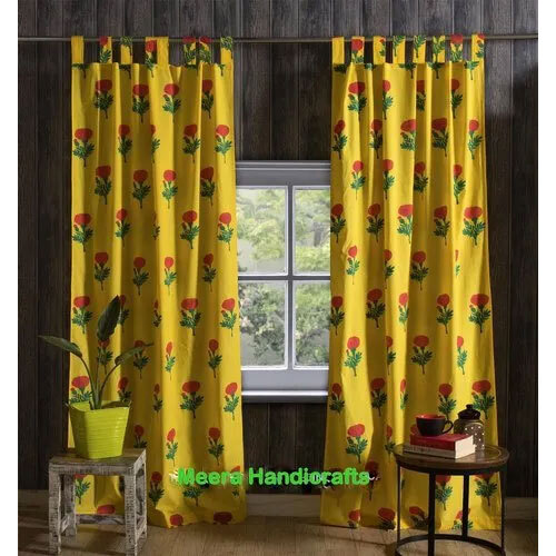 Yellow Flower Printed Curtains