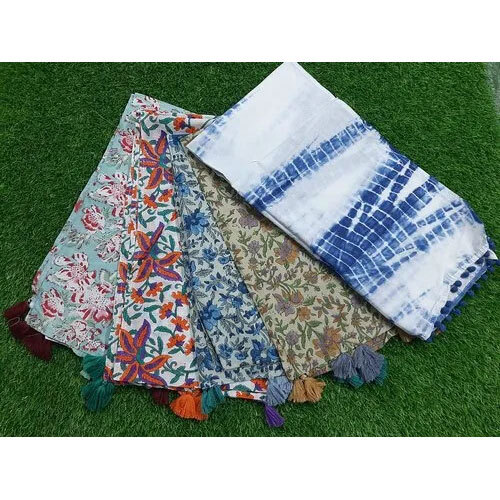 Indigo Tie Dye Cotton Women Stole 