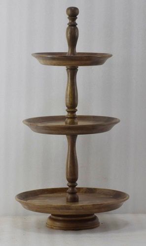 Cake Stand With 3 Tier & Natural Finish