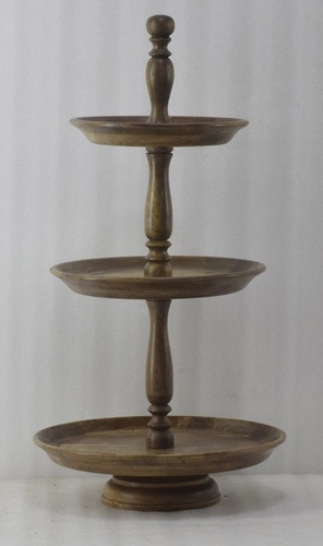Cake Stand With 3 Tier & Natural Finish