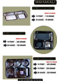 STAINLESS STEEL 3 IN 1 COMPARTMENT DISH