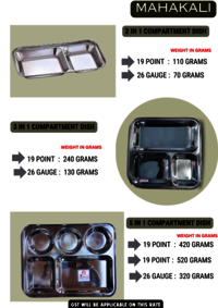 STAINLESS STEEL 2 IN 1 COMPARTMENT DISH