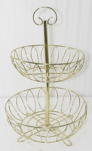 Iron Fruit Stand With 2 Tier Golden Finish