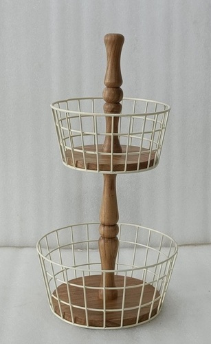 Fruit Stand With 2 Perforated Tier