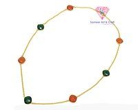 Labradorite And Carnelian Gemstone Gold Plated Chain Necklace