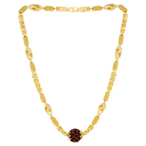 Engagement Mens Gold Plated Rudraksha Chain Traditional Fashion Jewelry