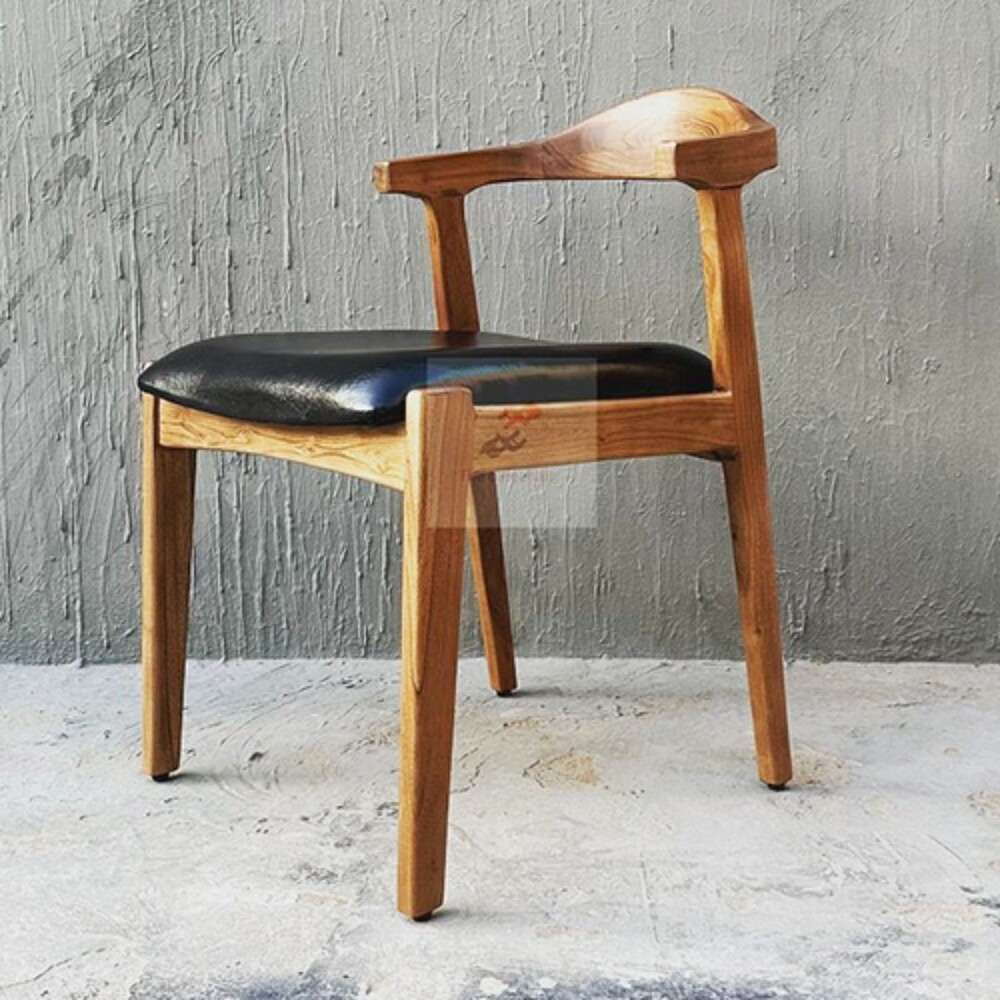 Chennai Chic Wooden Chair - Solid Wood, Polished Finish, Various Colors - Leather Accents, Fully Assembled Elegance