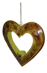 Metal Heart Candle Stand - Color: Golden