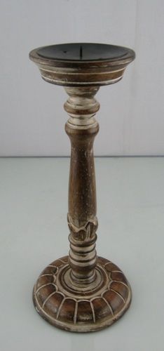 Wooden Candle Holder with Antique