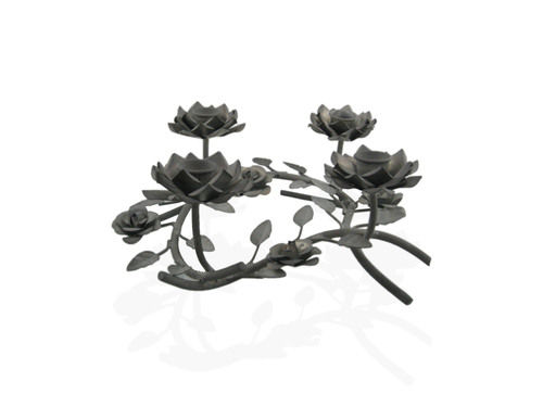 Aluminium Flower Candle Stand With Leavess