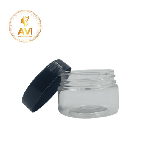 Transparent 50 Ml Round Pet Jar Or Black Cap