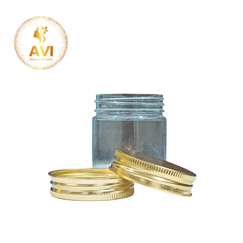 Transparent 100 Ml Round Pet Jar Or Aluminium Gold Cap