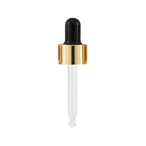 Plastic Serum Dropper Cap Golden Black Glass 18Mm Neck